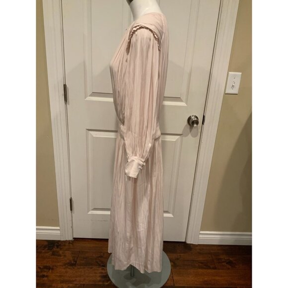 Joie Rheia Shimmer Nude Pleated Romantic Midi Dress, NWT! Size Large - Picture 5 of 10